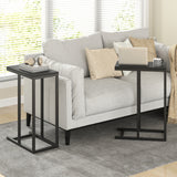 C-shaped Side Table with Heavy-duty Metal Frame