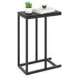 C-shaped Side Table with Heavy-duty Metal Frame