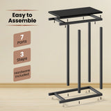 C-shaped Side Table with Heavy-duty Metal Frame