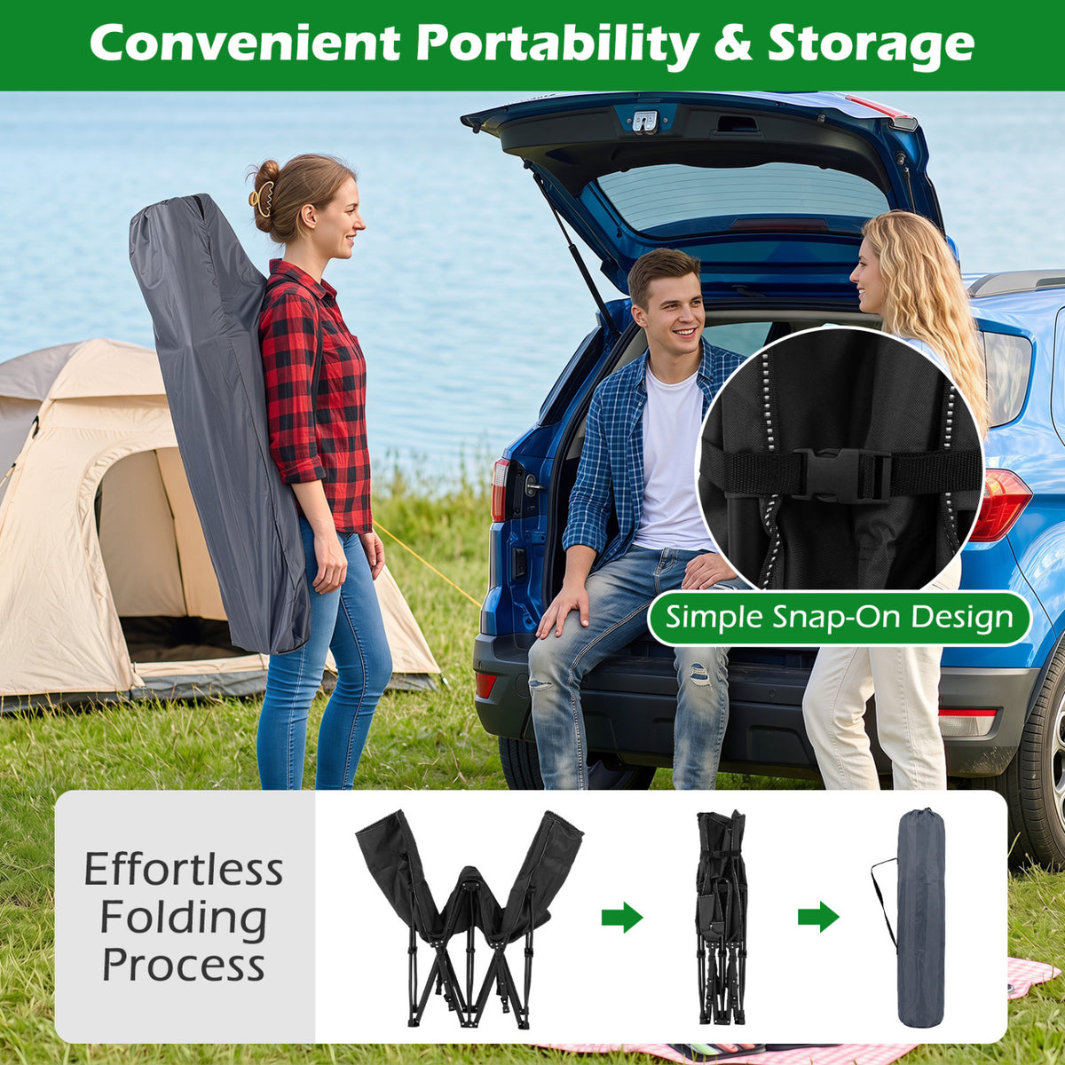 Camping Cot for Adults with Soft Padded Mat and Carrying Bag