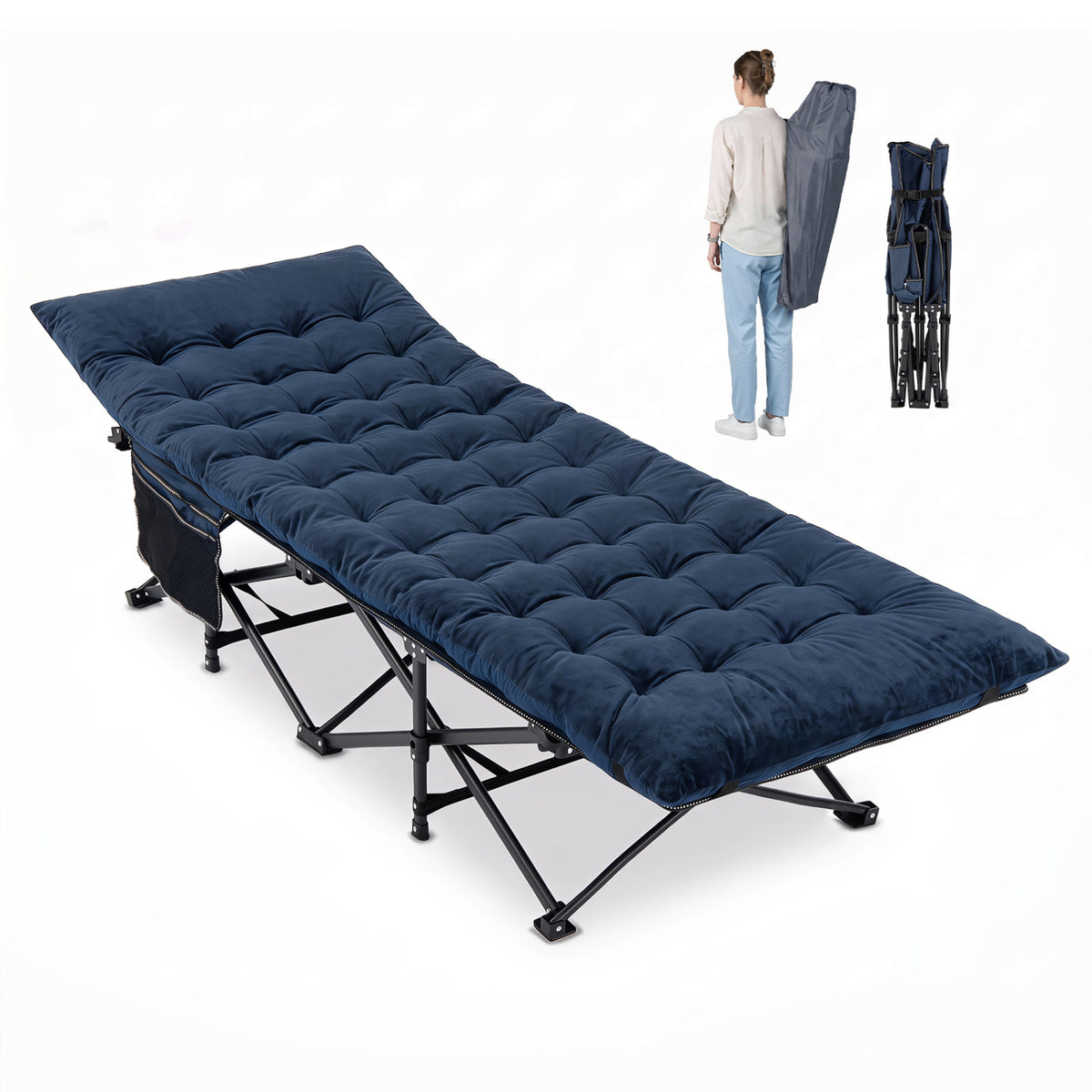 Camping Cot for Adults with Soft Padded Mat and Carrying Bag