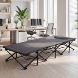 Camping Cot with  Padded Pillow and Storage Pouch for Camping Travel-Gray
