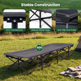Camping Cot with  Padded Pillow and Storage Pouch for Camping Travel-Gray