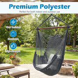 Caribbean Hammock Chair with Metal Spreader Bar Woven Rope Swing