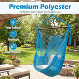 Caribbean Hammock Chair with Metal Spreader Bar Woven Rope Swing