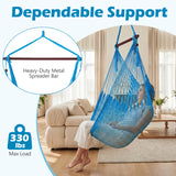 Caribbean Hammock Chair with Metal Spreader Bar Woven Rope Swing