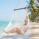 Caribbean Hammock Chair with Metal Spreader Bar Woven Rope Swing