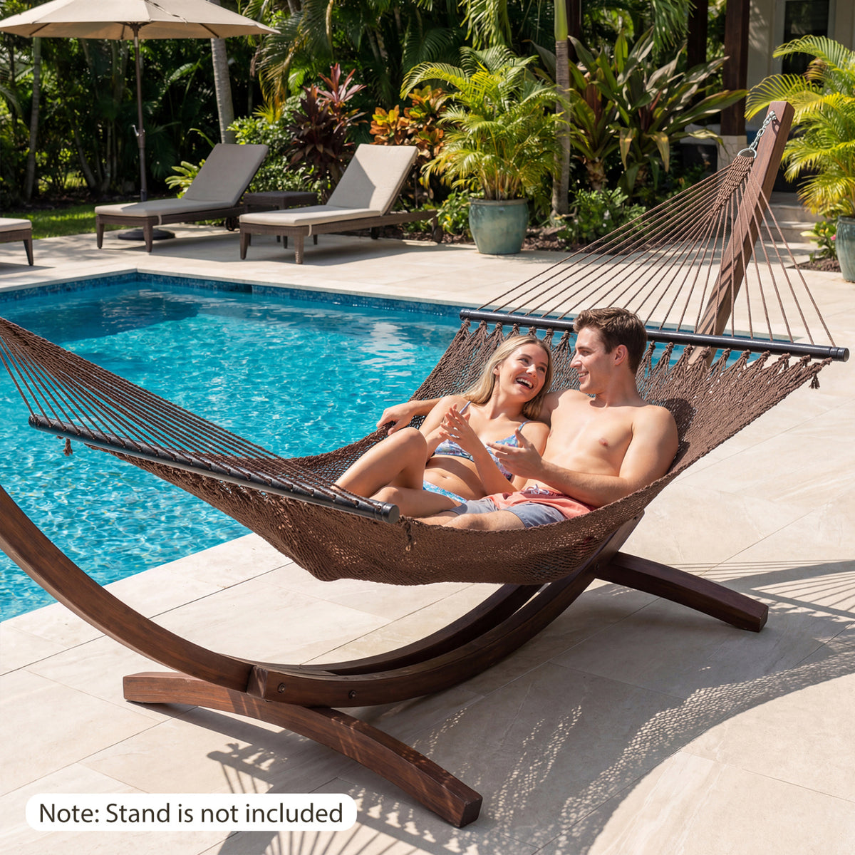 Caribbean Hammock with Spreader Bar for Patio Poolside