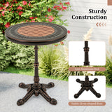 24" Round Patio Dining Table Weather-resistant Cast Aluminum Table-Bronze