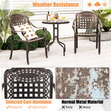 Set of 2 Cast Aluminum Patio Chairs with Armrests