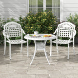 Set of 2 Cast Aluminum Patio Chairs with Armrests