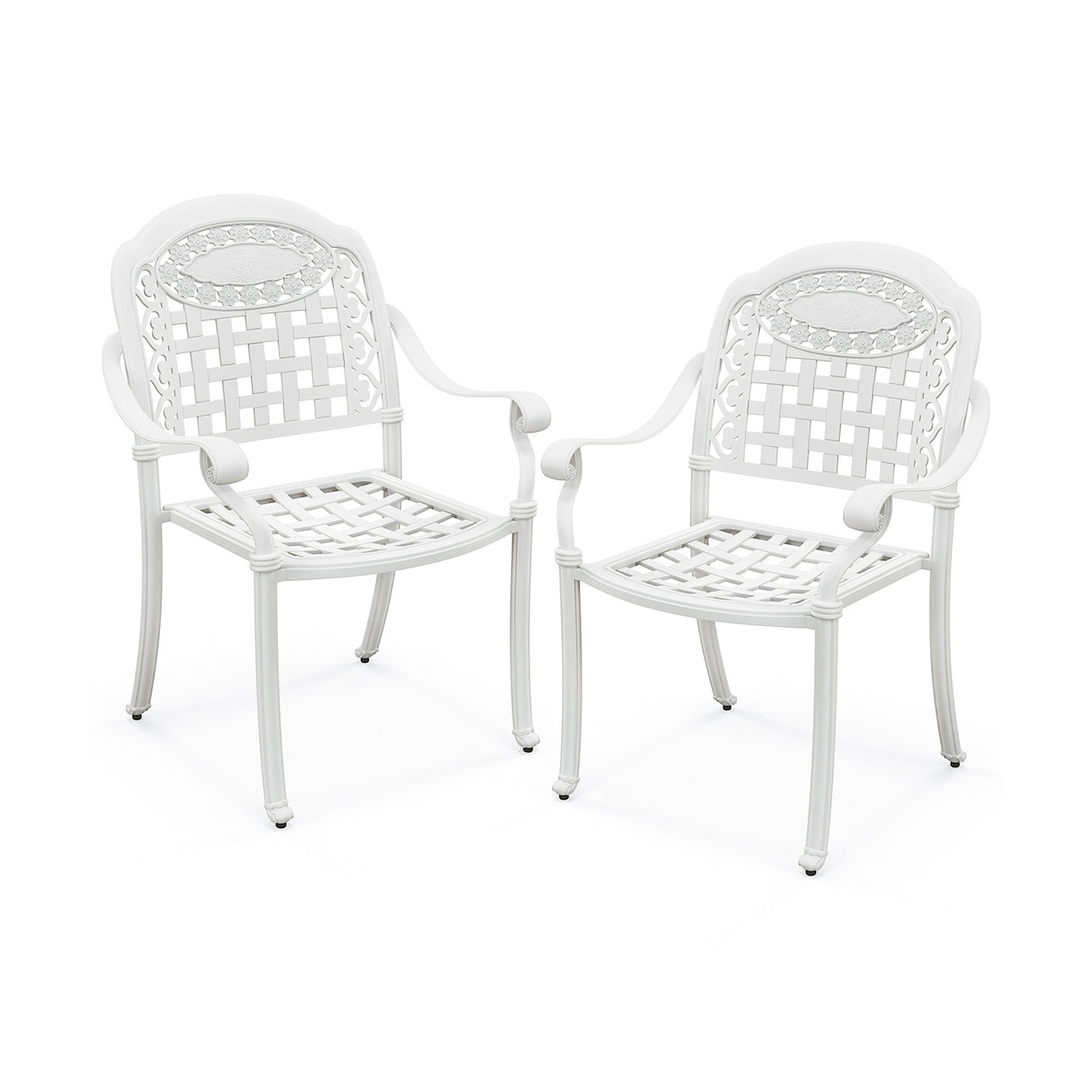 Set of 2 Cast Aluminum Patio Chairs with Armrests