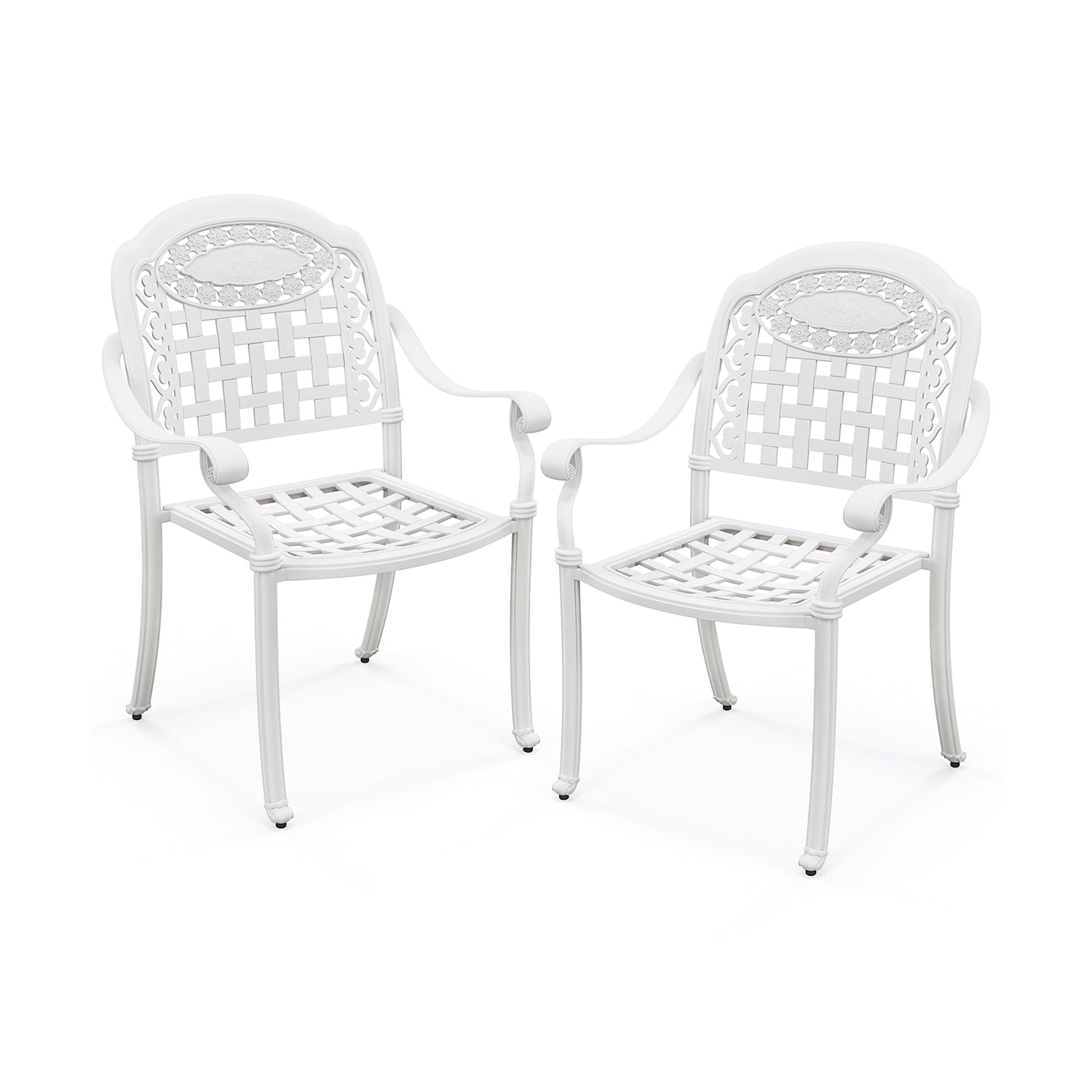 Set of 2 Cast Aluminum Patio Chairs with Armrests