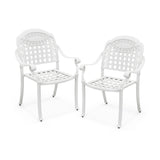 Set of 2 Cast Aluminum Patio Chairs with Armrests