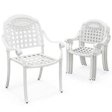 Set of 2 Cast Aluminum Patio Chairs with Armrests