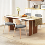 Chenille Fabric Upholstered Wooden Kitchen Chairs Set of 4