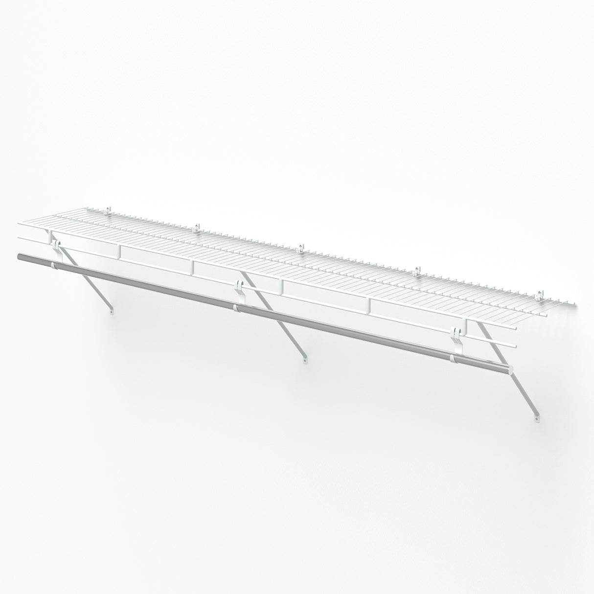 Closet Shelves Wall Mounted with Hanging Rod for Laundry Room