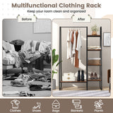 Clothes Rack Freestanding Storage Tower with Hanging Bar