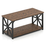 Coffee Table 2-Tier Center Table with Storage Shelf