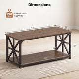 Coffee Table 2-Tier Center Table with Storage Shelf