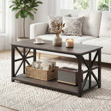 Coffee Table 2-Tier Center Table with Storage Shelf