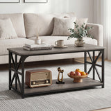 Coffee Table 2-Tier Center Table with Storage Shelf