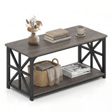 Coffee Table 2-Tier Center Table with Storage Shelf