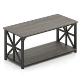 Coffee Table 2-Tier Center Table with Storage Shelf