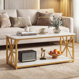 Coffee Table 2-Tier Center Table with Storage Shelf