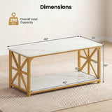 Coffee Table 2-Tier Center Table with Storage Shelf