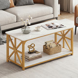 Coffee Table 2-Tier Center Table with Storage Shelf