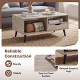 Coffee Table with Storage Rustic Rectangle Center Table