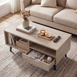Coffee Table with Storage Rustic Rectangle Center Table