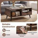 Coffee Table with Storage Rustic Rectangle Center Table