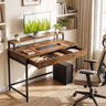 Compact Office Desk with Removable Monitor Shelf and Dual-use Drawer