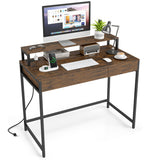 Compact Office Desk with Removable Monitor Shelf and Dual-use Drawer