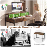 Compact Office Desk with Removable Monitor Shelf and Dual-use Drawer