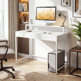 Compact Office Desk with Removable Monitor Shelf and Dual-use Drawer