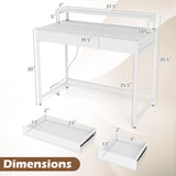 Compact Office Desk with Removable Monitor Shelf and Dual-use Drawer