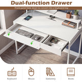 Compact Office Desk with Removable Monitor Shelf and Dual-use Drawer