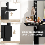 Compact Vanity Desk Set with 3-Color Lighted Mirror and Power Outlets