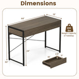 Computer Desk with 2 Drawers 44 Inch Home Office Desk with Metal Frame