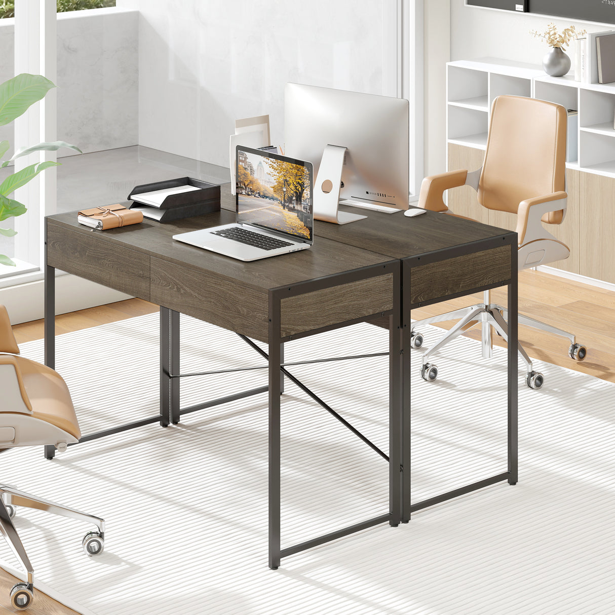 Computer Desk with 2 Drawers 44 Inch Home Office Desk with Metal Frame