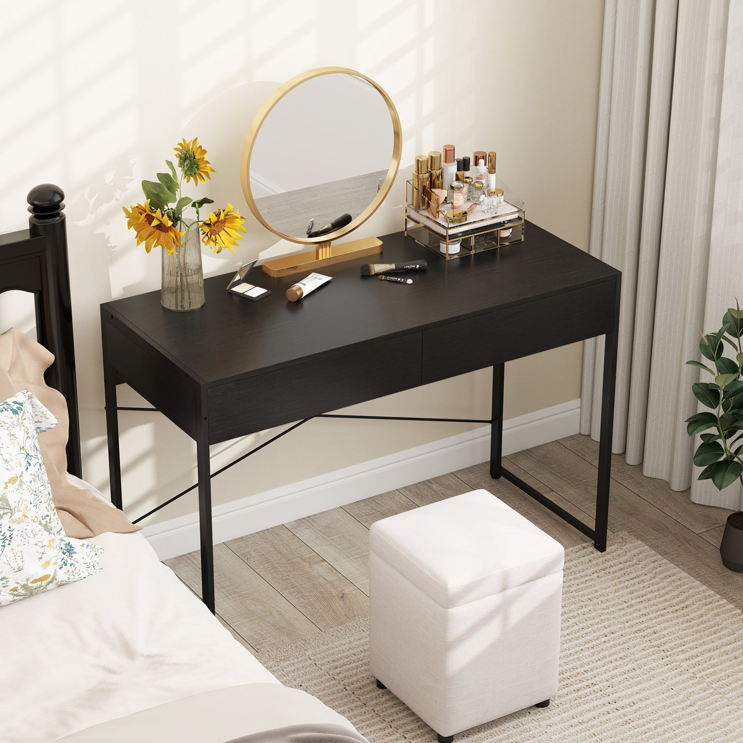 Computer Desk with 2 Drawers 44 Inch Home Office Desk with Metal Frame