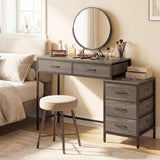 Computer Desk with 5 Drawers and Printer Stand for Bedroom and Small Spaces