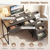 Computer Desk with 5 Drawers and Printer Stand for Bedroom and Small Spaces