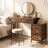 Computer Desk with 5 Drawers and Printer Stand for Bedroom and Small Spaces