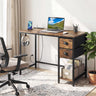 Computer Desk with Charging Station and 2 Fabric Drawers for Small Spaces
