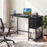 Computer Desk with Charging Station and 2 Fabric Drawers for Small Spaces