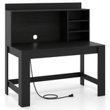 Modern Computer Desk with Hutch and Storage Shelves